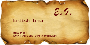 Erlich Irma névjegykártya
